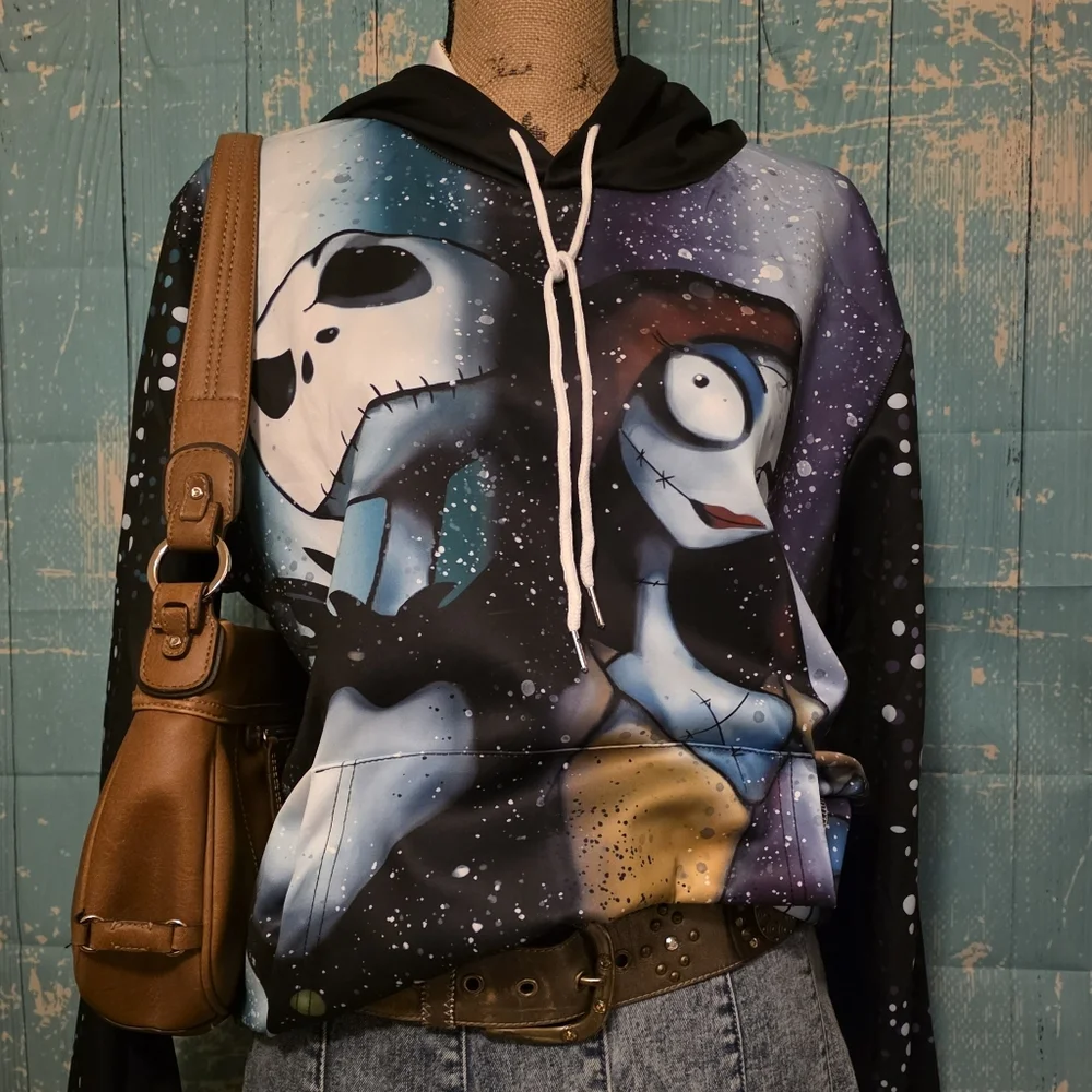 Nightmare Before Christmas Jack and Sally hoodie,‎ lightweight